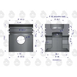 Variklio remonto komplektas 102 3 55 7mm Zetor Ursus