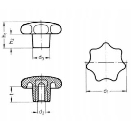 6336s1050 žvaigždės rankenėlė m10x50 25