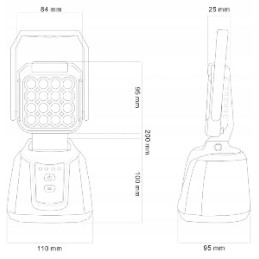 16LED motorra asm102331d baterijomis maitinama darbo lempa