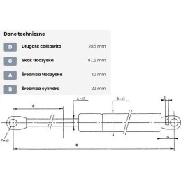 Dujinė spyruoklė l285 mm 1150n stabilus ca094986
