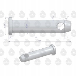 Smeigtukas, jungiantis priedą su apatiniu mf ursus kabliu