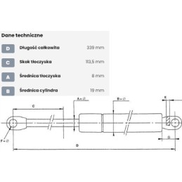 Dujinė spyruoklė l339 mm 260n stabilus ca6016bu