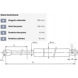 Dujinė spyruoklė l525 mm 600n stabilus CA084719