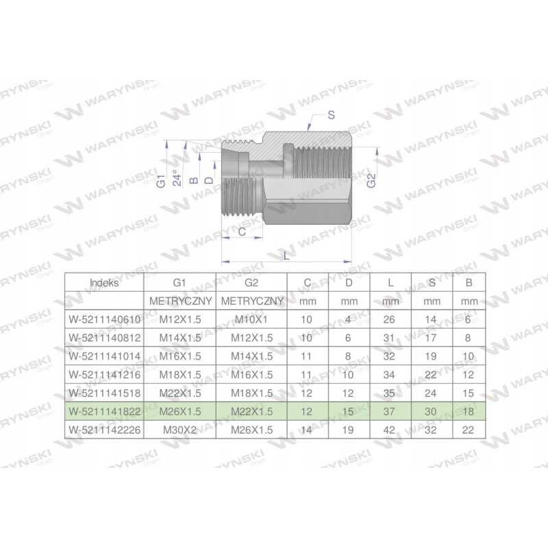 Metrinė hidraulinio diferencialo įvorė AB M26x1