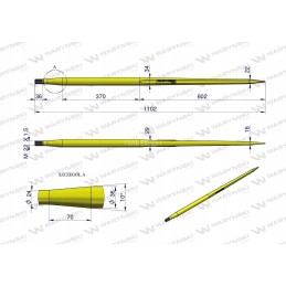 Krautuvas piršto dantis 1100mm m22x1 5 Warynski kaltas