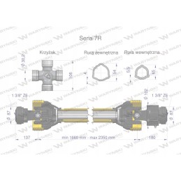 Šarnyrinis ir teleskopinis velenas 1660 2350mm 970nm mova