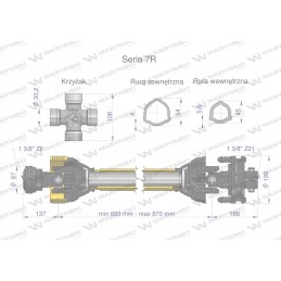 Šarnyrinis ir teleskopinis velenas 660 870mm 970nm mova
