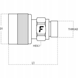 Įsukama greitoji jungtis, bg 4 kištukas, vidinis sriegis 3 4