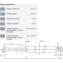 Dujinė spyruoklė l445 mm 700n stabilus ca084565