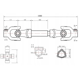 Galios siųstuvo velenas 100cm T vamzdis