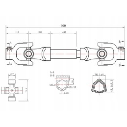 Galios siųstuvo velenas 90 cm 500nm t-vamzdis