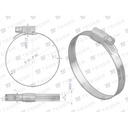 Užveržimo juosta 12-20 sraigė, plotis 9mm