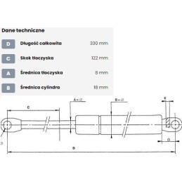 Dujinė spyruoklė l330 mm 120n stabilus ca2009ap