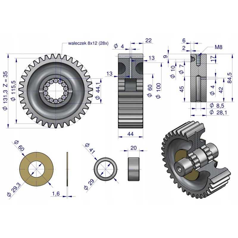 Palydovinė pilna priekinė pavara c 385 warynski 8