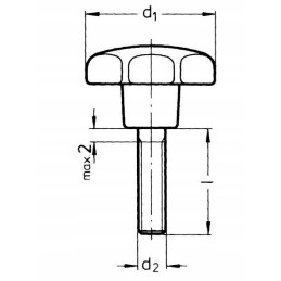Žvaigždė rankenėlė m6x32 50 juoda 25 vnt