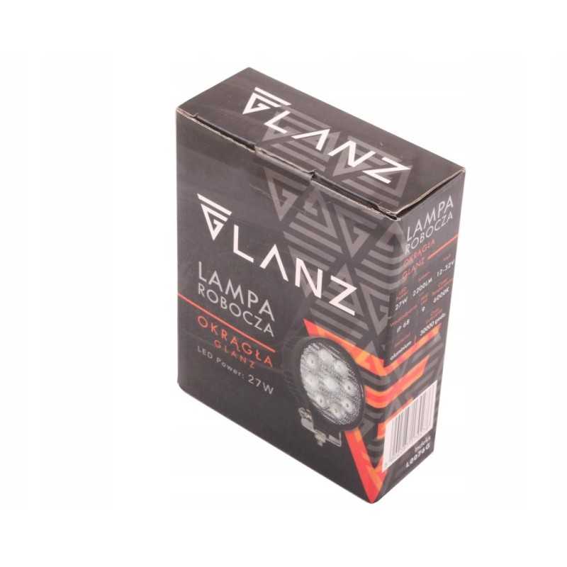 Apvali darbinė lempa 27w 9 LED glanz