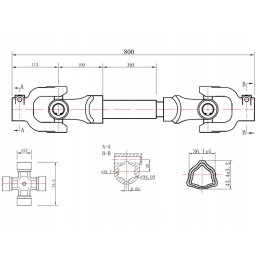 Jėgos perdavimo velenas 80cm T-vamzdis G72300