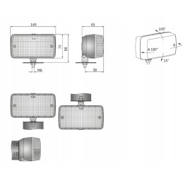 Wesem LA1 atbulinės eigos žibintas 02104 140x75mm