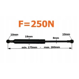 Durų dujinis amortizatorius 250n 175 260mm john deere
