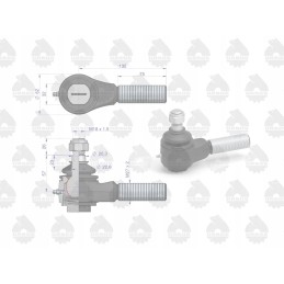 Trumpa dešinė rutulinė jungtis, sriegiuota, su veržle