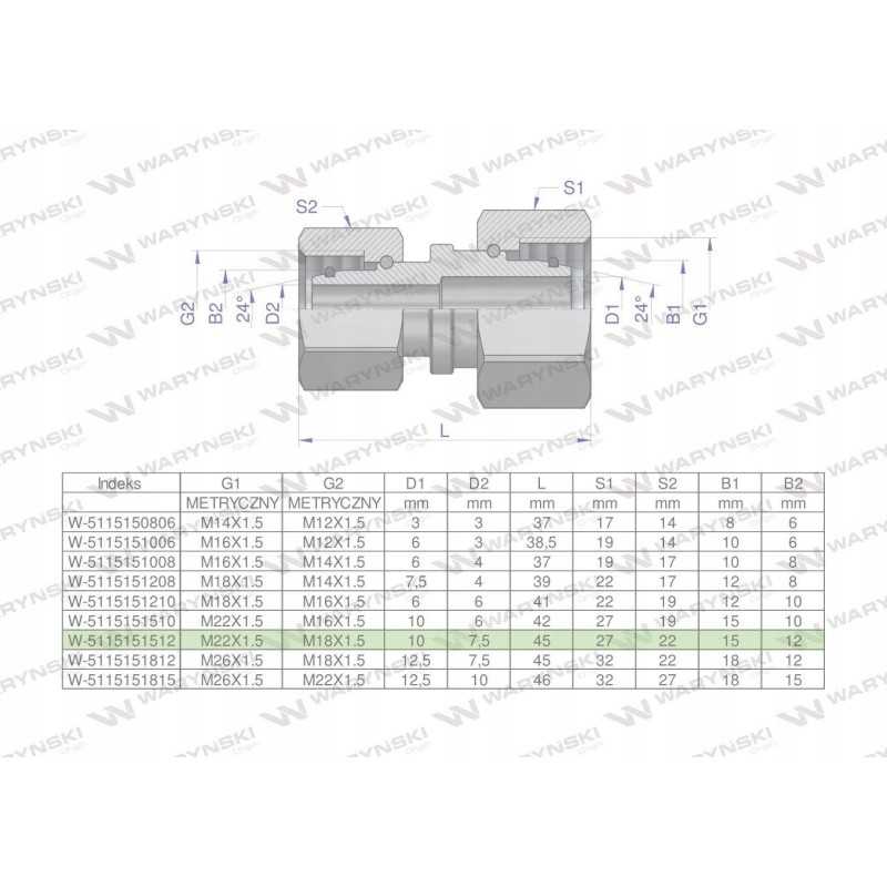 Metrinė hidraulinė jungtis aa m22x1 5 15l xm