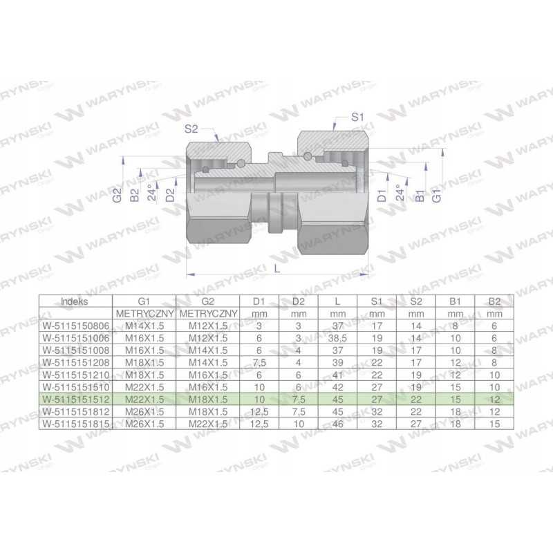 Metrinė hidraulinė jungtis aa m22x1 5 15l xm