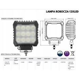 Darbinė lempa 12led potvynis 40w 12 24v 4400lm alu