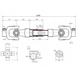 Jėgos perdavimo velenas frezuotas 100 cm traktoriui