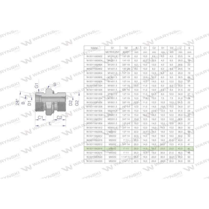 Hidraulinė jungtis bb xge m36x2 28l2 28l x 1