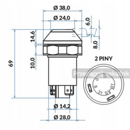 JCB 08102 02220 garsinio signalo jungiklio mygtukas