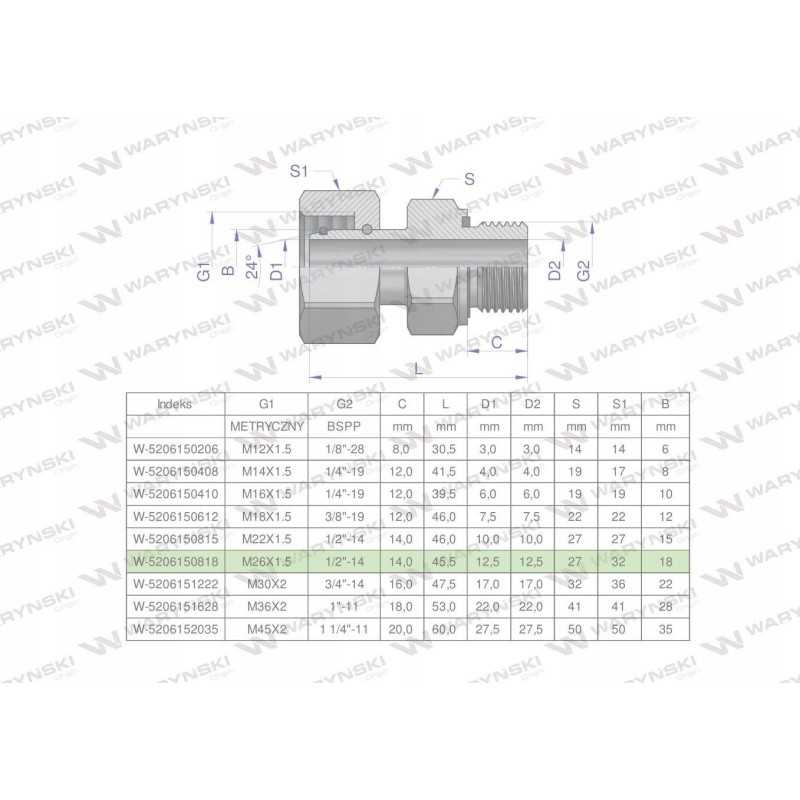 Hidraulinė jungtis ab evge m26x1 5 18l x 1 2