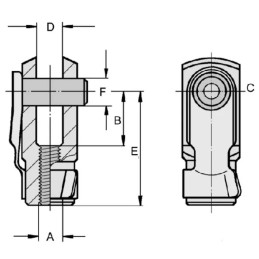 Ca98100 šakutė ir kotas m6 x 12