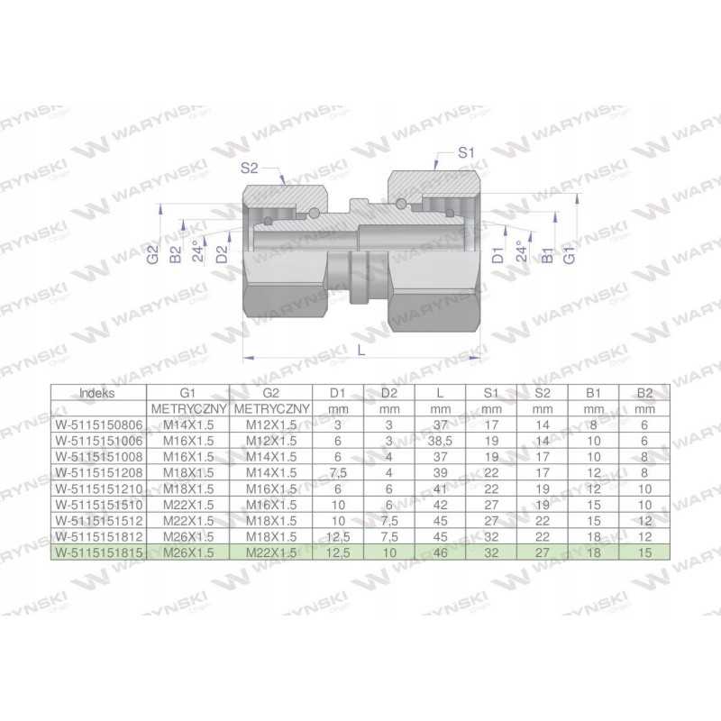 Metrinė hidraulinė jungtis aa m26x1 5 18l xm