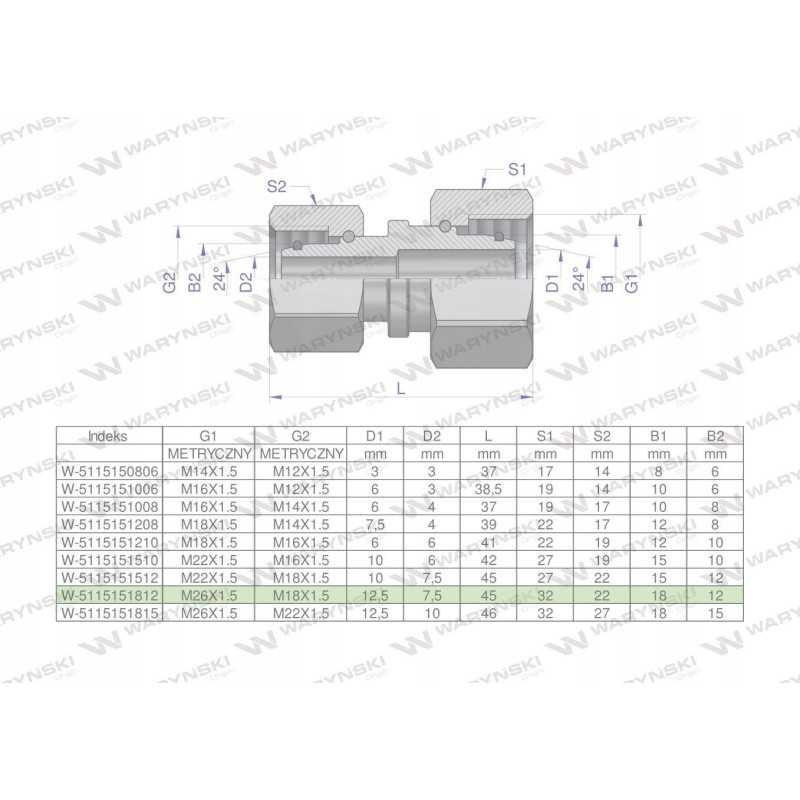 Metrinė hidraulinė jungtis aa m26x1 5 18l xm