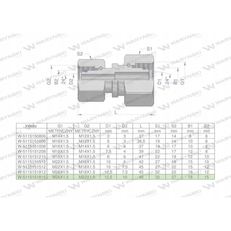 Metrinė hidraulinė jungtis aa m26x1 5 18l xm