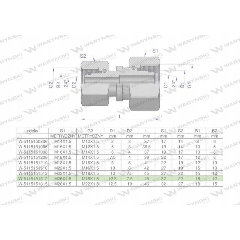 Metrinė hidraulinė jungtis aa m26x1 5 18l xm