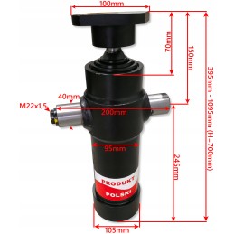Hidraulinis cilindras, eiga 700mm, 24v 13l agregatas