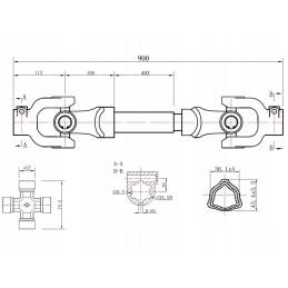 Galios siųstuvo perdavimo velenas 90cm vamzdis