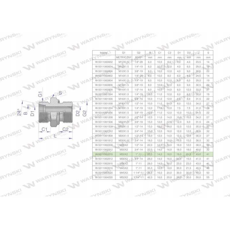 Hidraulinė jungtis bb xge m30x2 22l x 1