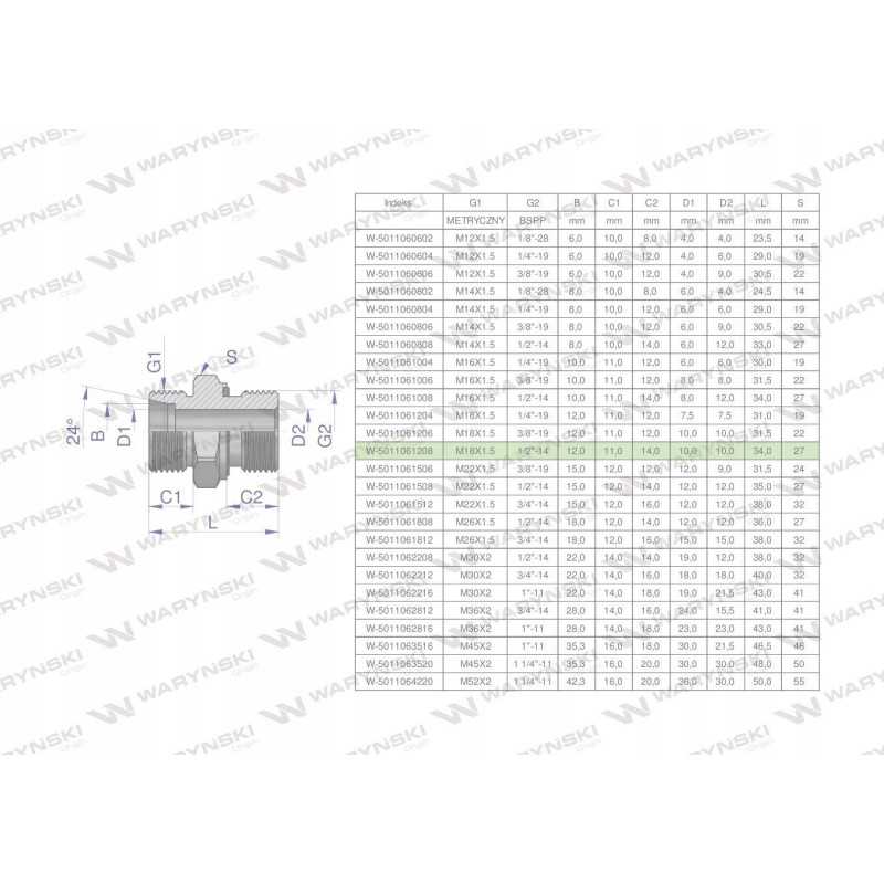 Hidraulinė jungtis bb xge m18x1 5 12l x 1 2