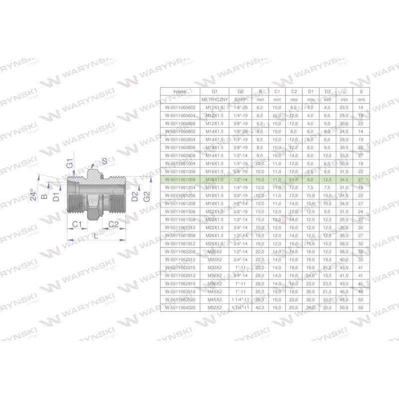 Hidraulinė jungtis bb xge m16x1 5 10l x 1 2