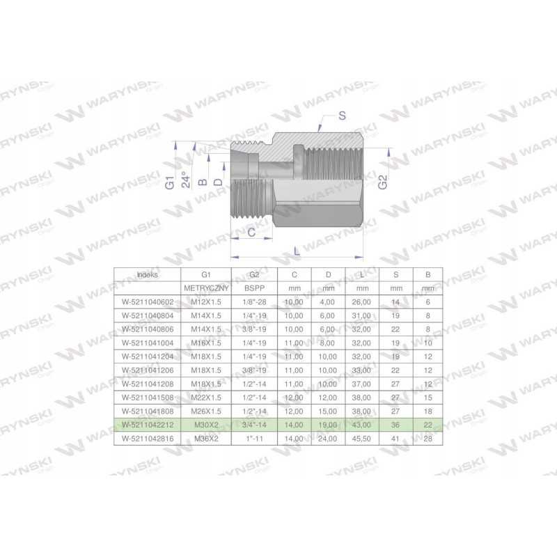 Hidraulinio diferencialo įvorė AB M30x2 22l sriegis x
