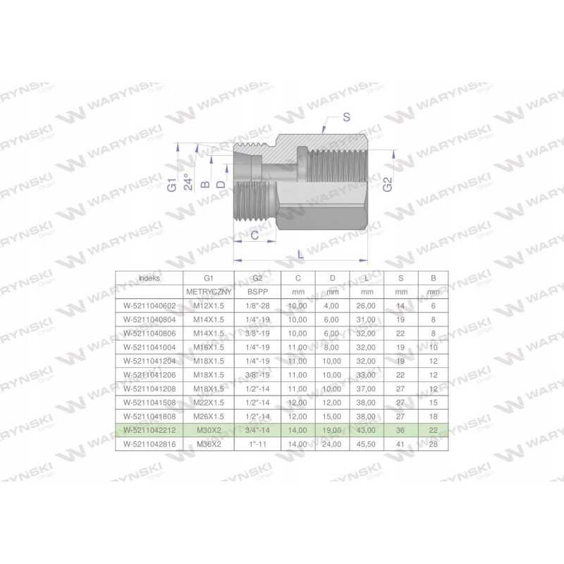 Hidraulinio diferencialo įvorė AB M30x2 22l sriegis x