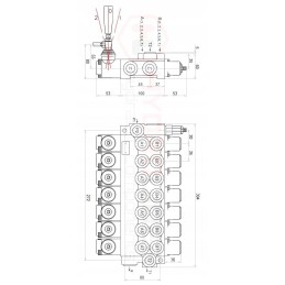 Hidraulinis skirstytuvas, 7 sekcijų, 40l jungtys