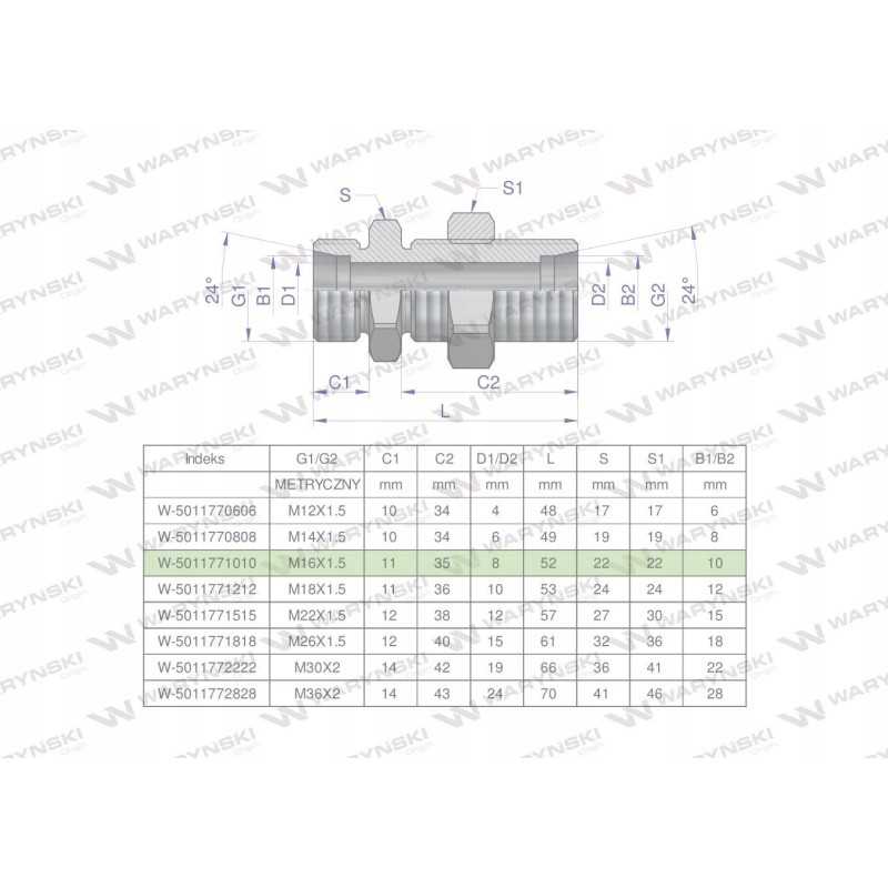 Metrinė hidraulinė jungtis bb m16x1 5 10l 2 vnt