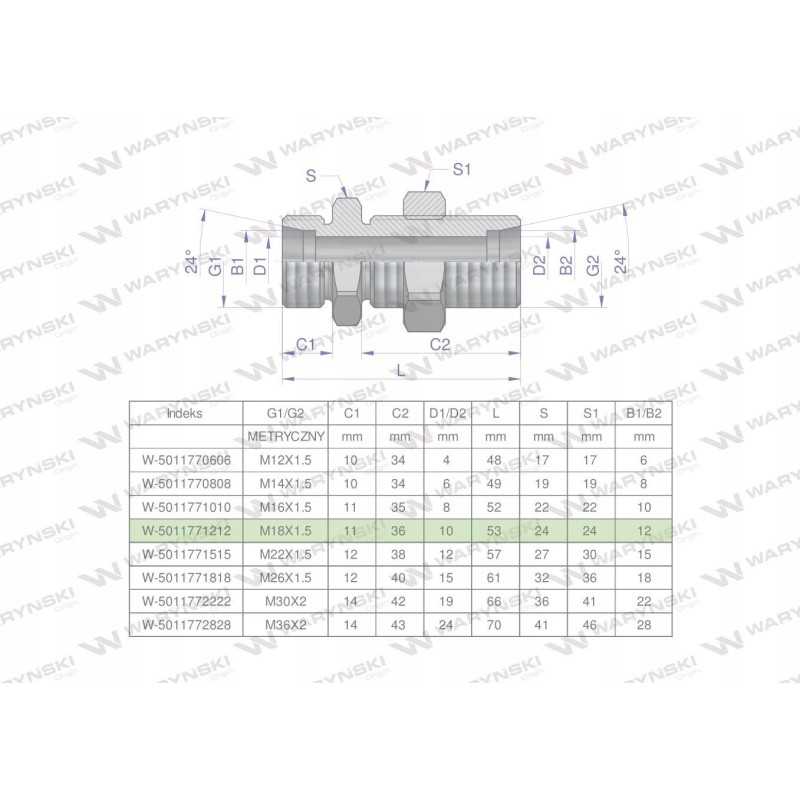 Metrinė hidraulinė jungtis bb m18x1 5 12l 2 vnt