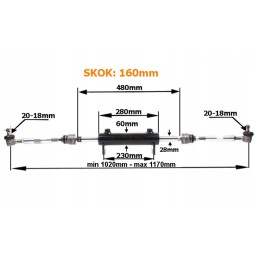 Sukomplektuotas vairo stiprintuvo cilindras 2x80mm skersinis