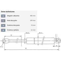 Dujinė spyruoklė l485 mm 800n stabilus ca069596