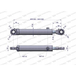 Dvipusė hidraulinė pavara 663 983 mm Warynski