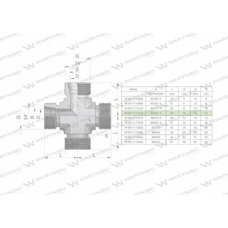 Metrinis hidraulinis skersinis bbbb m18x1 5 12l